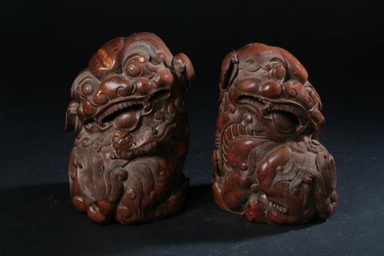 PAIR CHINESE BAMBOO FIGURES OF