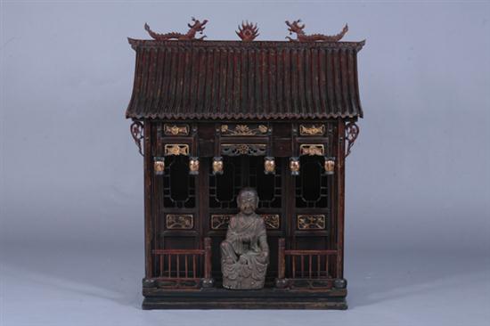 CHINESE GILT AND LACQUERED SHRINE