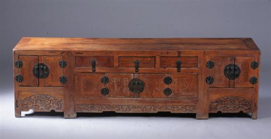 CHINESE ELMWOOD LOW CABINET 19th 17025f
