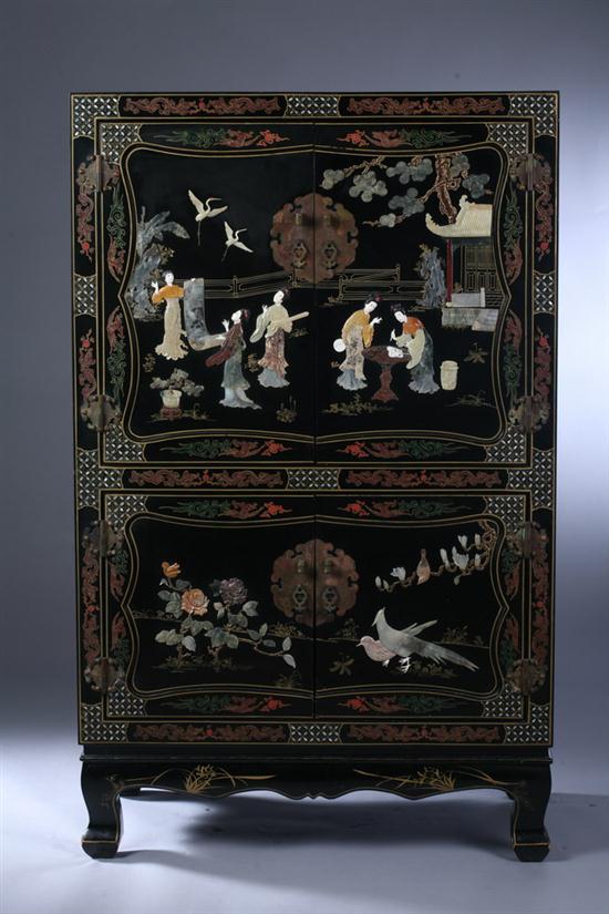 CHINESE SOAPSTONE INLAID BLACK 17026d