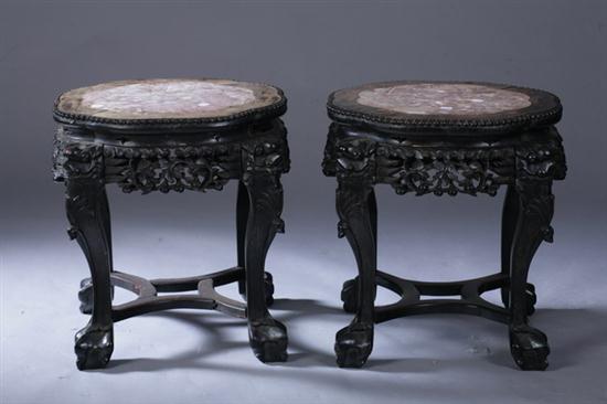 PAIR OF CHINESE CARVED WOOD STANDS 17027b