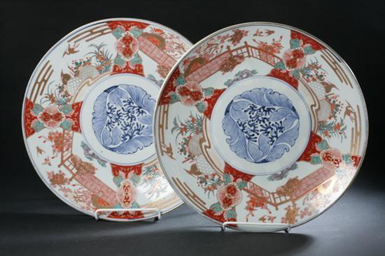 PAIR JAPANESE IMARI PORCELAIN CHARGERS