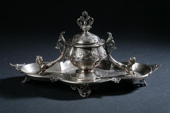 GERMAN SILVER INKWELL. late 19th-early