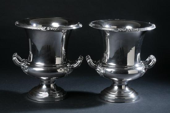 PAIR SILVER PLATED ARMORIAL WINE 1702d2