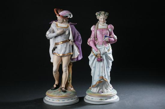 PAIR FRENCH BISQUE PORCELAIN FIGURES