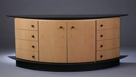 CONTEMPORARY OAK AND EBONIZED DRESSER.