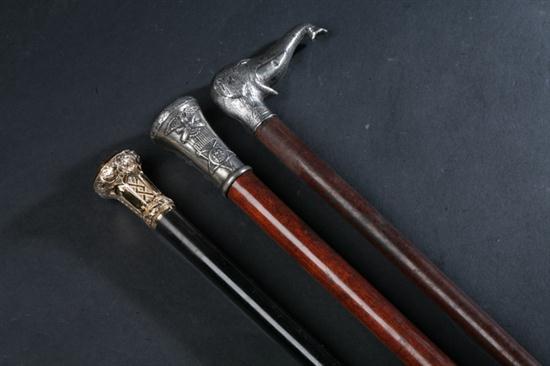 THREE WALKING STICKS Including 1703ad