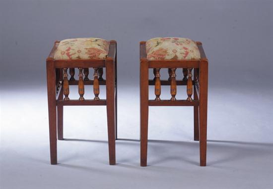 PAIR VICTORIAN WALNUT FOOT STOOLS.