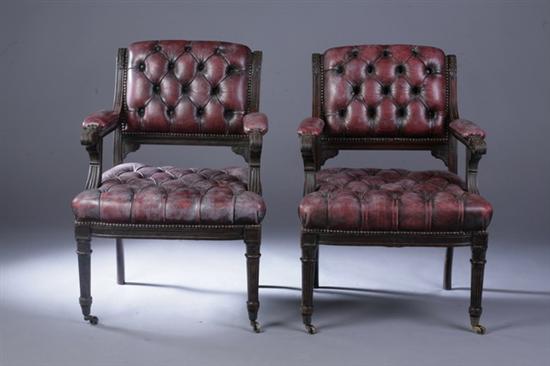 PAIR ENGLISH REGENCY CARVED MAHOGANY