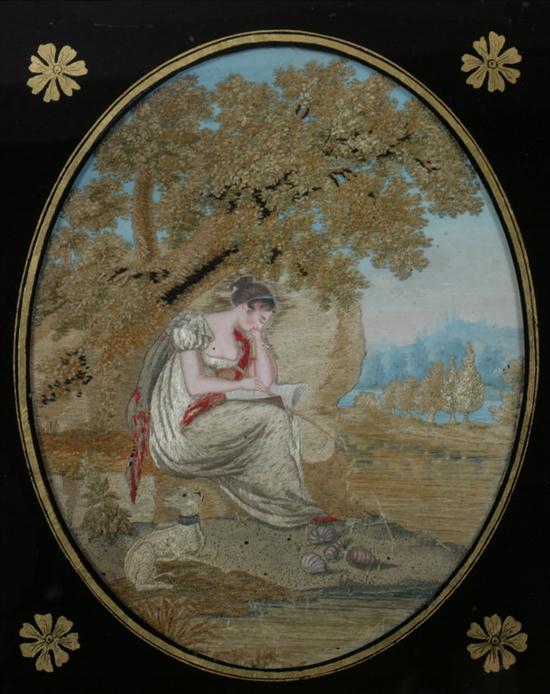 EMBROIDERED AND PAINTED SILK MOURNING 170440