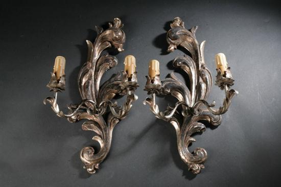 PAIR VENETIAN ROCOCO-STYLE SILVERED
