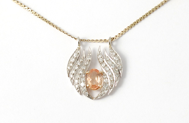 DIAMOND PEACH GEMSTONE AND FOURTEEN 1704f7