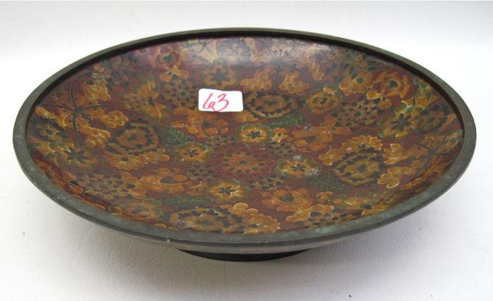 CHINESE CLOISONNE AND BRONZE FOOTED