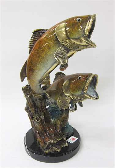 BRONZE MARINE WILDLIFE SCULPTURE a pair