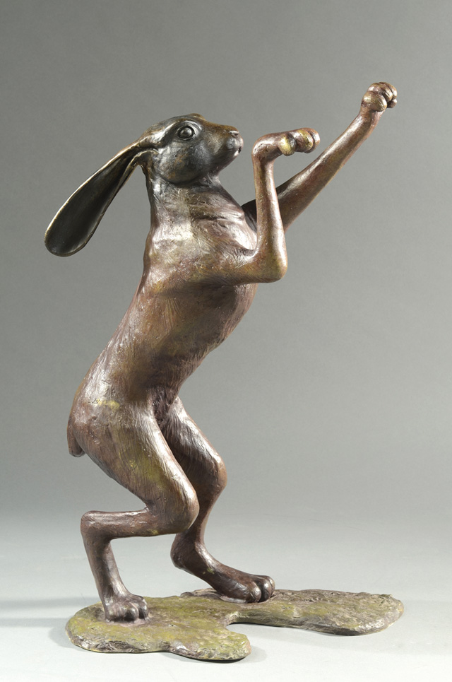 FIGURAL BRONZE SCULPTURE standing Boxing