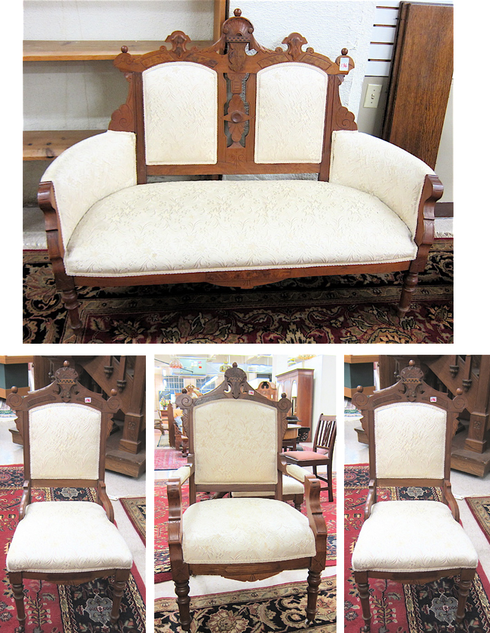 FOUR-PIECE VICTORIAN WALNUT PARLOR SET