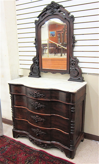 VICTORIAN ROSEWOOD SERPENTINE-FRONT