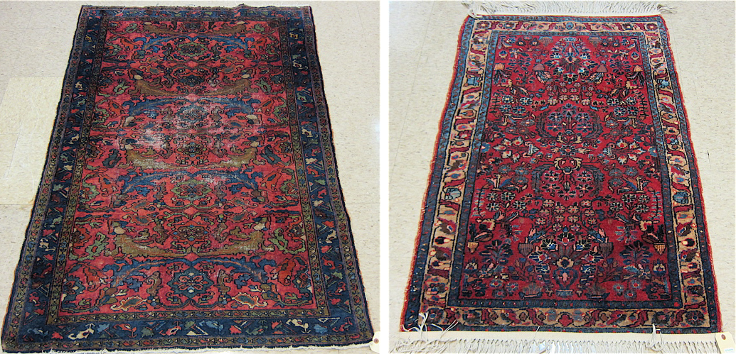 TWO SEMI-ANTIQUE PERSIAN AREA RUGS: