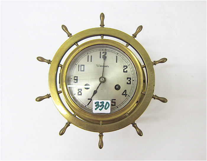 BRASS-CASED SHIPS CLOCK Waterbury Clock