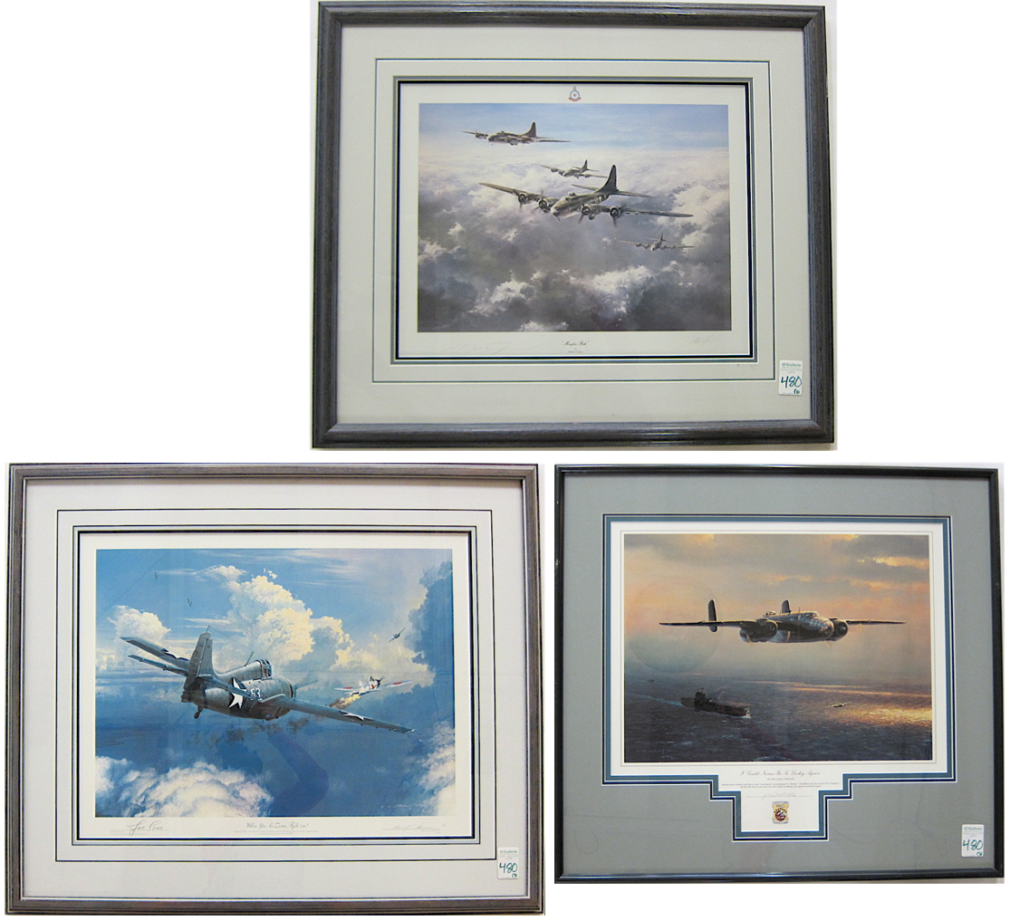THREE WWII AVIATION COLOR LITHOGRAPHS  1706c1