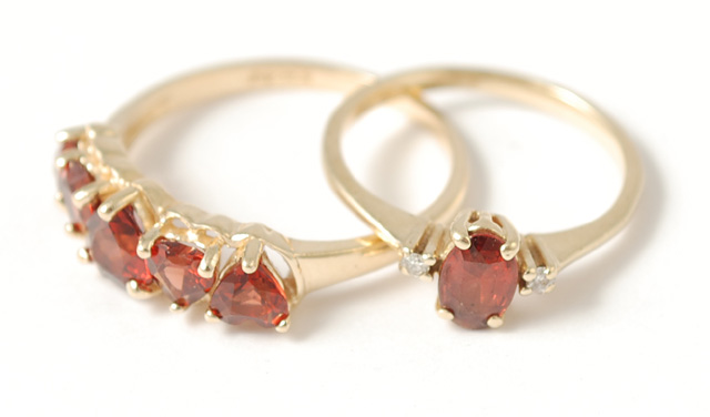 TWO RED GARNET AND FOURTEEN KARAT 1706db