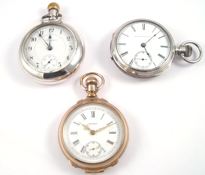 THREE ELGIN OPENFACE POCKET WATCHES  17076b