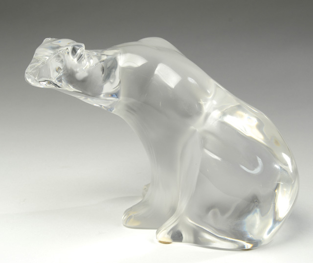 LALIQUE FRANCE CRYSTAL POLAR BEAR FIGURINE