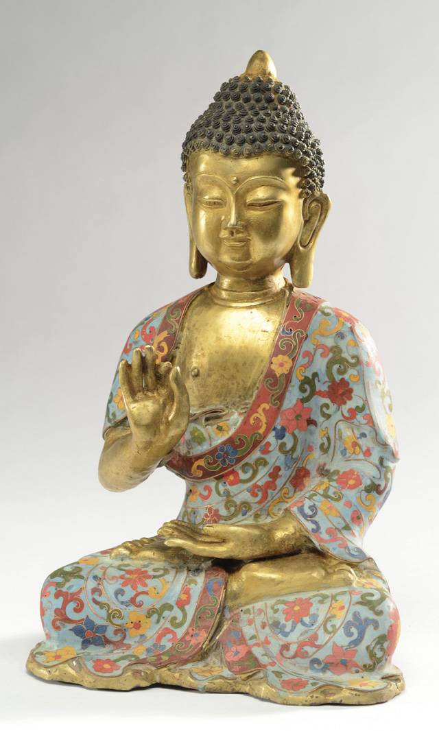 GILT METAL FIGURE OF A SEATED BUDDHA 1707c8