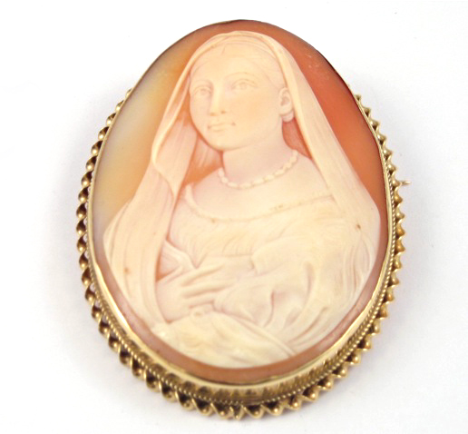 LARGE PORTRAIT CAMEO PENDANT BROOCH 1707ee