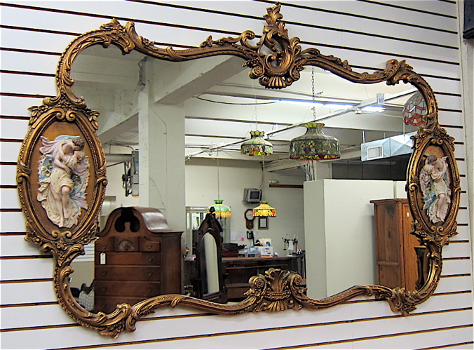 LARGE LOUIS XV STYLE WALL MIRROR 1707f3