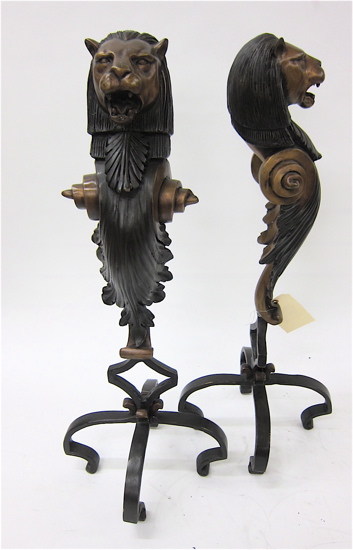 A PAIR OF FIGURAL BRONZE FIREPLACE 1707fe