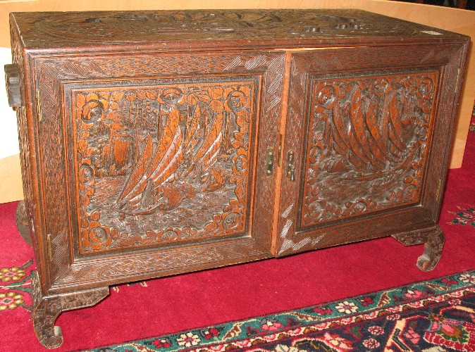 CARVED CAMPHOR CHEST Chinese c  1707fc