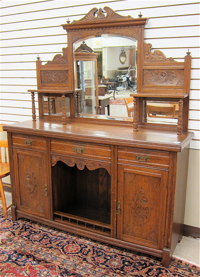 VICTORIAN CARVED OAK SIDEBOARD English