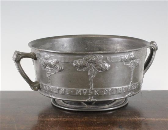 A Liberty Tudric pewter twin handled