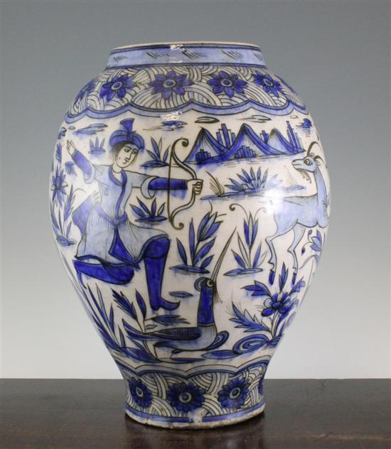 A Persian pottery ovoid vase late 1708cb