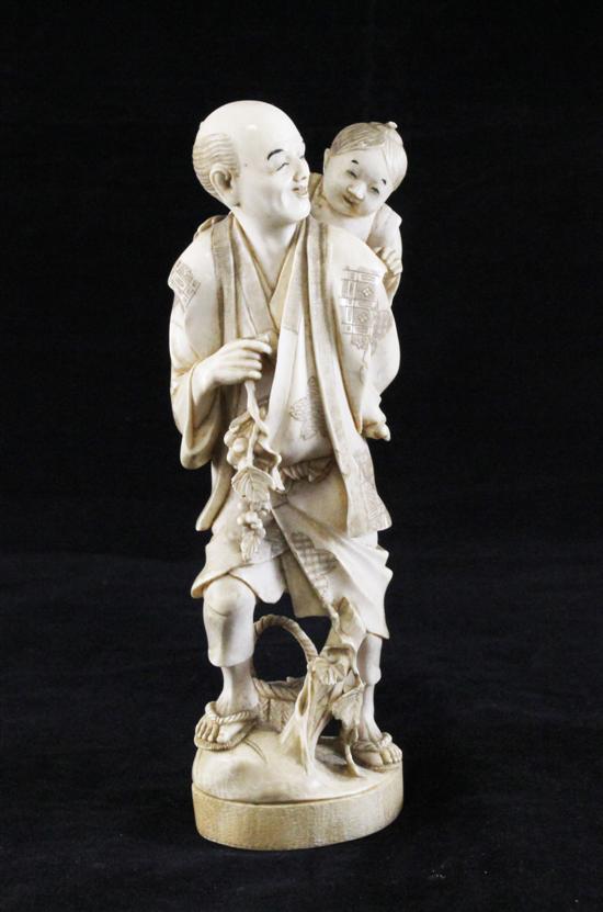 A Japanese ivory group of a man 1708e6