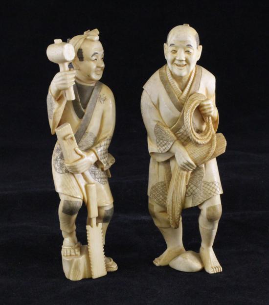 Two Japanese ivory figures early
