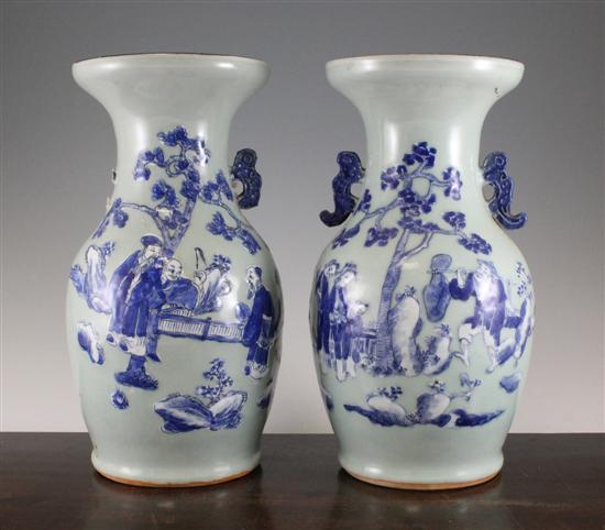 A pair of Chinese celadon and underglaze 170916