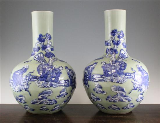 A pair of Chinese celadon and underglaze 170919