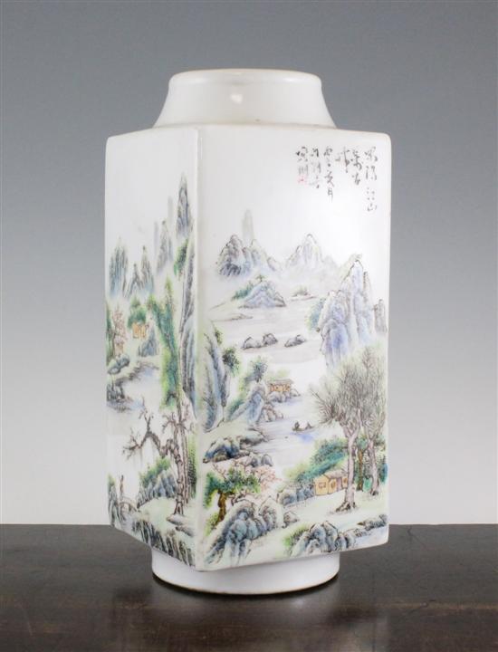 A Chinese famille rose 'cong' vase