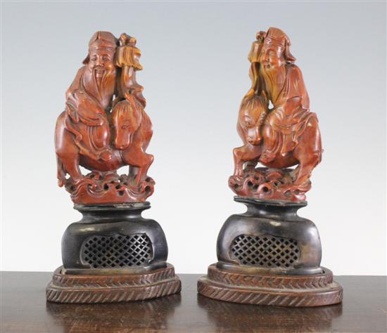 A pair of Chinese soapstone groups