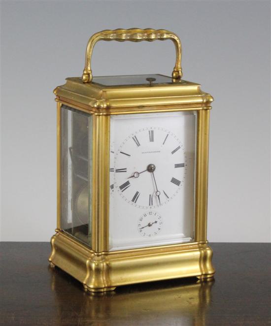 An Edwardian gilt brass hour repeating 170977