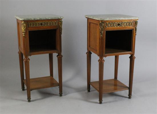 A pair of French satinwood marble