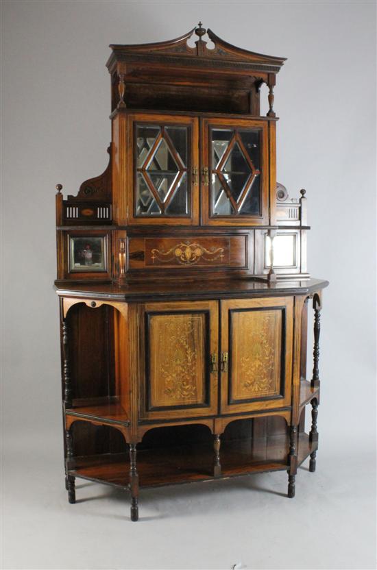 An Edwardian inlaid rosewood display