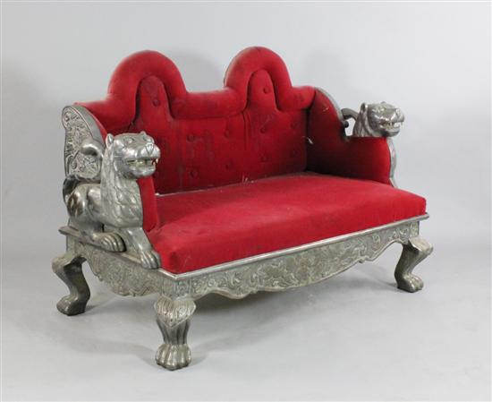 An Indian silver overlaid bench