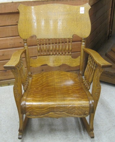 LATE VICTORIAN OAK ROCKING ARMCHAIR