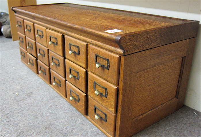 AN OAK CARD FILE CABINET American