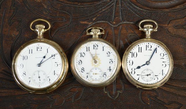 THREE WALTHAM OPENFACE POCKET WATCHES  16e398