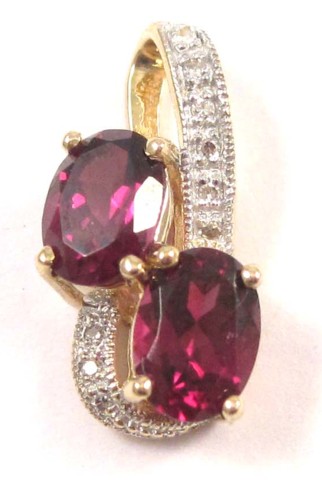 RHODOLITE GARNET AND DIAMOND PENDANT