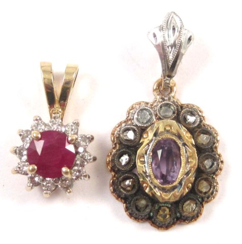 TWO DIAMOND AND COLORED GEMSTONE 16e3a5